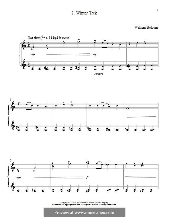 Download Winter Trek by W. Bolcom - sheet music on MusicaNeo