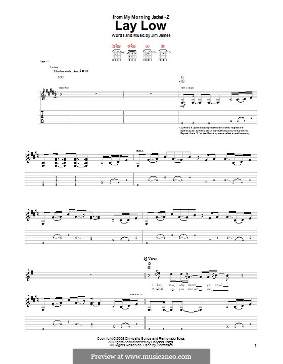 Lay Low (My Morning Jacket) by J. James - sheet music on MusicaNeo