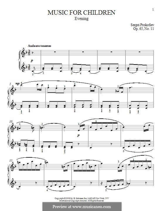 Music for Children, Op.65 by S. Prokofiev - sheet music on MusicaNeo