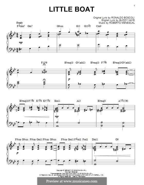 Little Boat by R. Menescal, R. Boscoli - sheet music on MusicaNeo