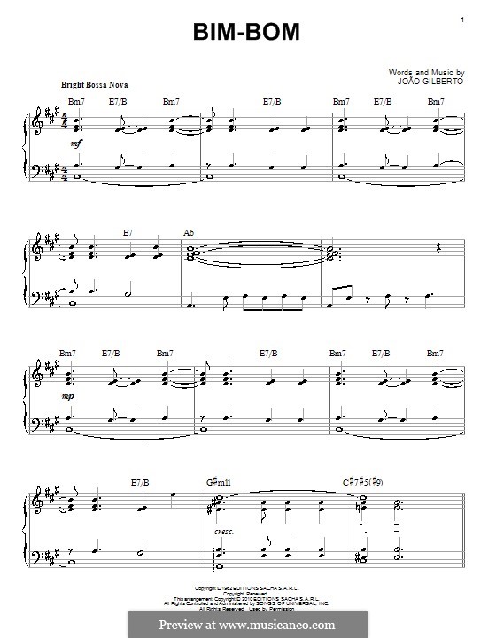 Bim-Bom by J. Gilberto - sheet music on MusicaNeo