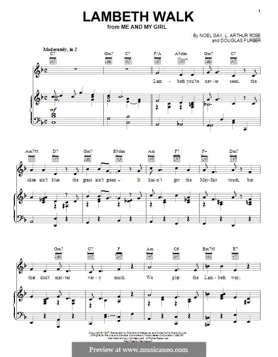 The Lambeth Walk (from Me and My Girl) by N. Gay - sheet music on MusicaNeo