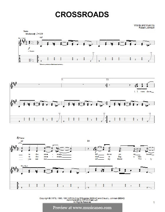 Cross Road Blues (Crossroads) (Piano, Vocal & Guitar Chords (Right-Hand  Melody))