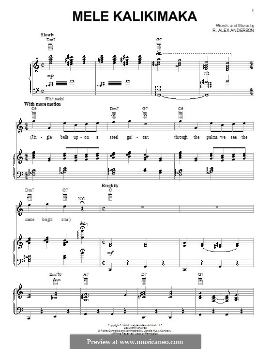 Mele Kalikimaka by R.A. Anderson - sheet music on MusicaNeo