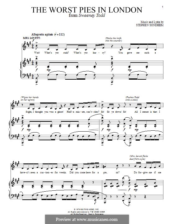 The Worst Pies In London By S Sondheim Sheet Music On Musicaneo