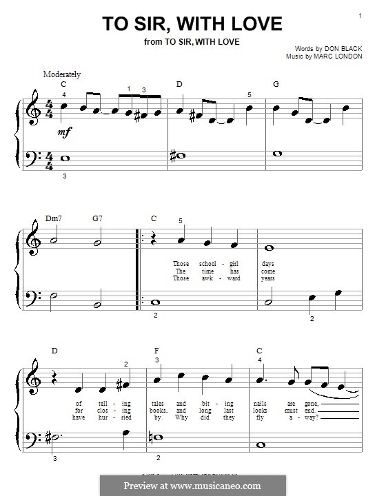 To Sir, with Love by M. London - sheet music on MusicaNeo