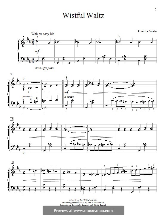 Wistful Waltz by G. Austin - sheet music on MusicaNeo