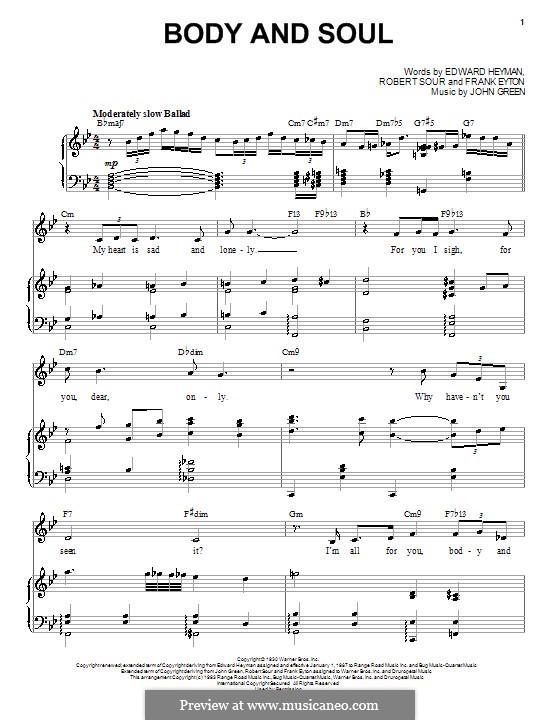 Body and Soul by J.W. Green - sheet music on MusicaNeo