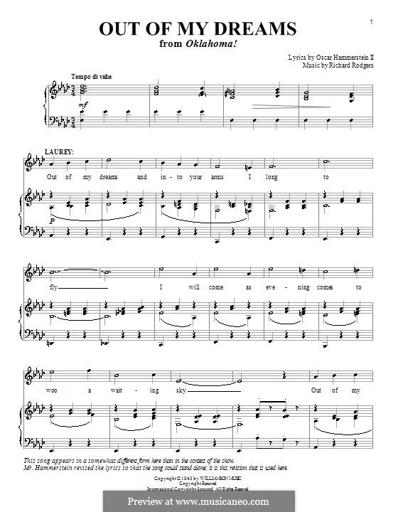 Out Of My Dreams From Oklahoma By R Rodgers Sheet Music On Musicaneo