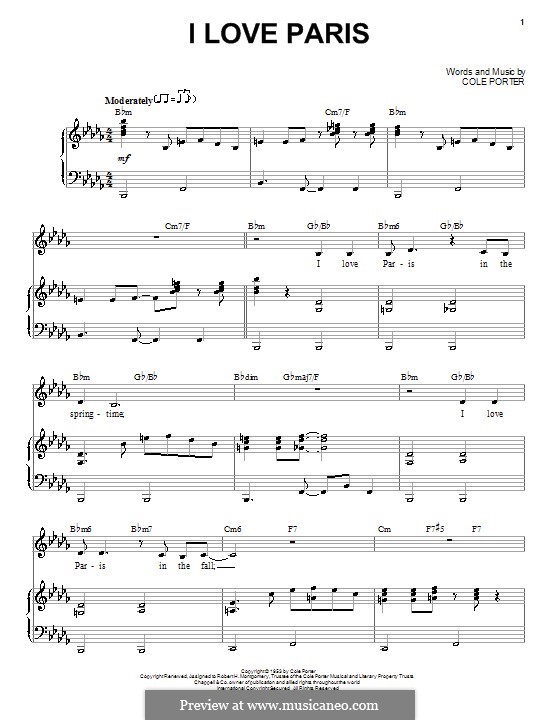 I Love Paris by C. Porter - sheet music on MusicaNeo