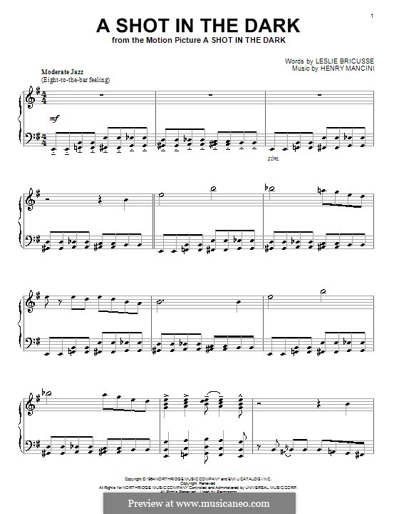 A Shot in the Dark by H. Mancini - sheet music on MusicaNeo