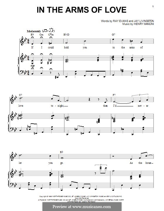 In the Arms of Love by H. Mancini - sheet music on MusicaNeo