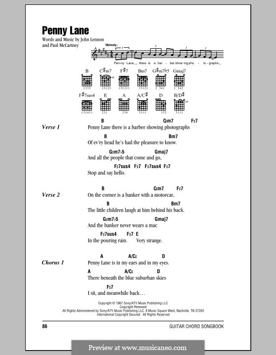 Penny Lane (The Beatles) by J. Lennon, P. McCartney on MusicaNeo