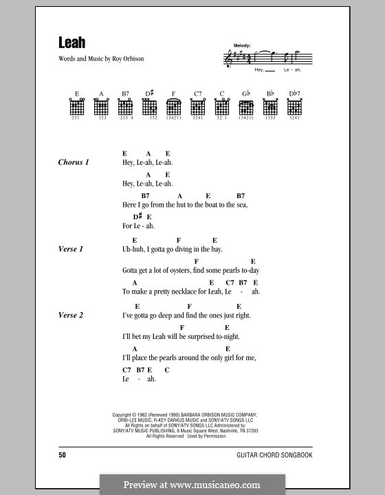 Leah by R. Orbison - sheet music on MusicaNeo