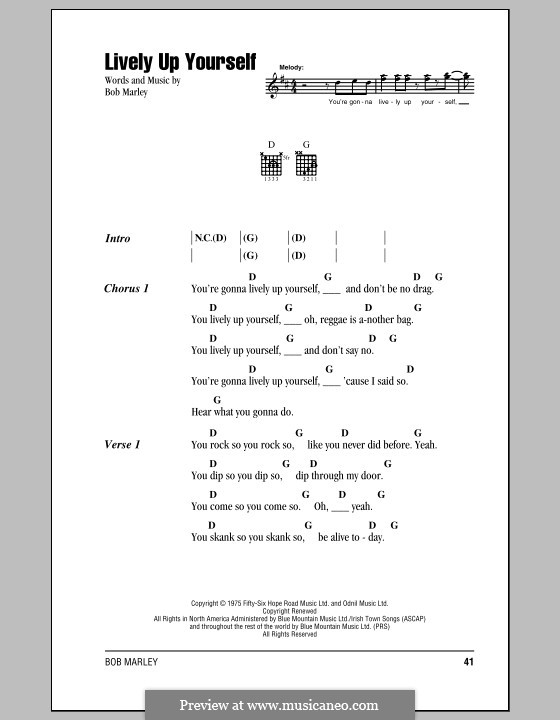 Lively Up Yourself By B Marley Sheet Music On Musicaneo