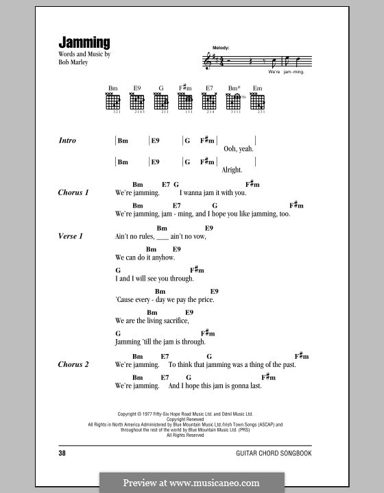 Jamming By B. Marley - Sheet Music On MusicaNeo