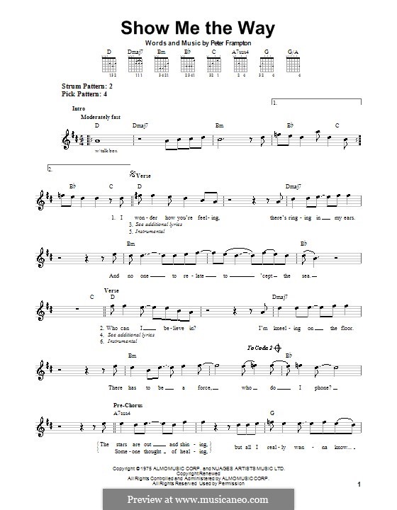 Show Me the Way by P. Frampton - sheet music on MusicaNeo