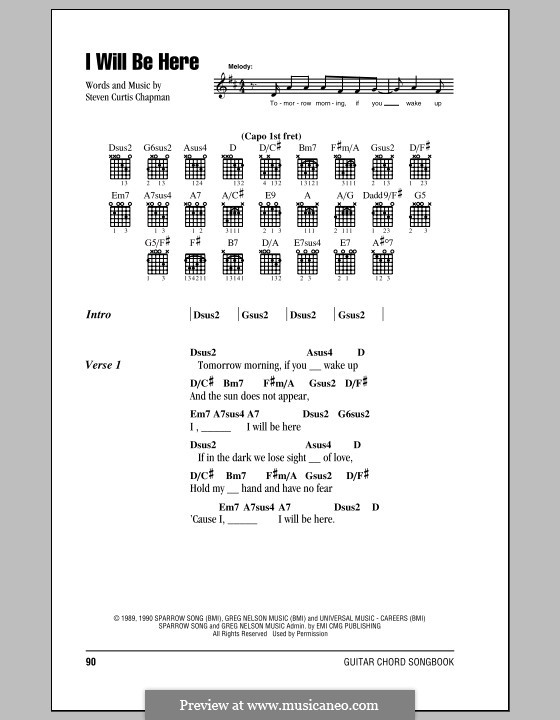 I Will Be Here by S.C. Chapman - sheet music on MusicaNeo