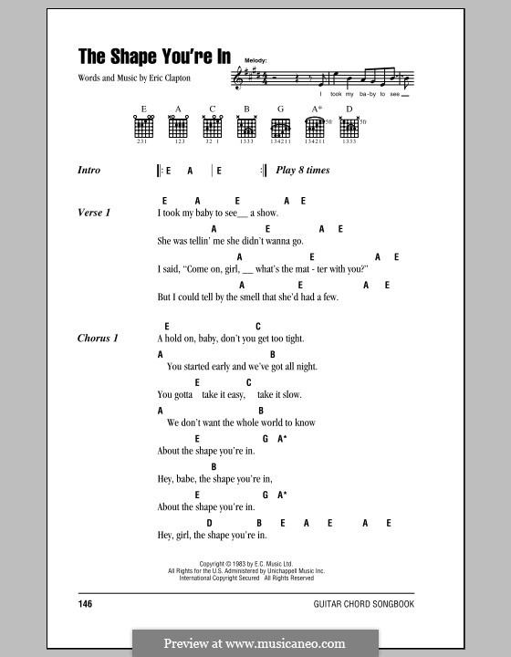 The Shape You Re In By E Clapton Sheet Music On Musicaneo