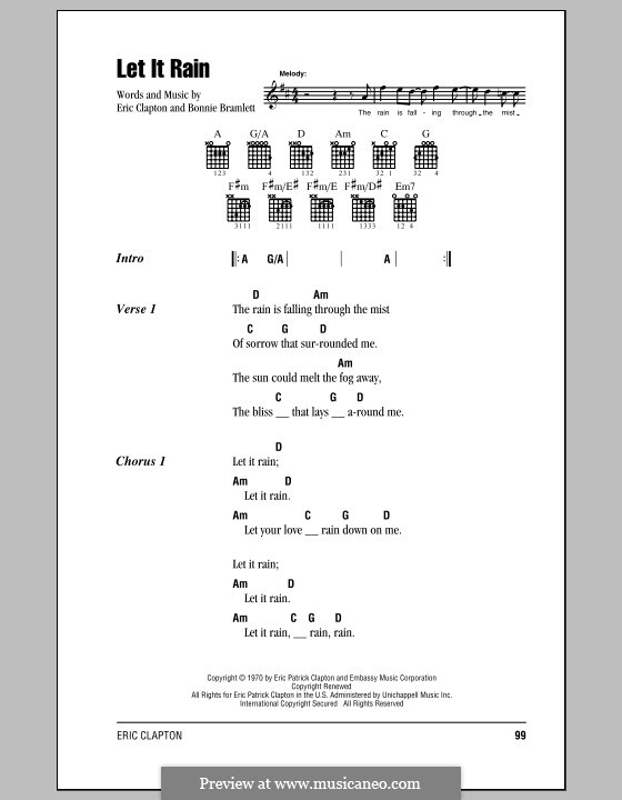 Let It Rain by B. Bramlett - sheet music on MusicaNeo