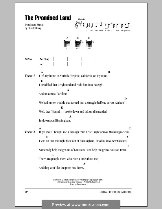 The Promised Land (Elvis Presley) by C. Berry - sheet music on MusicaNeo