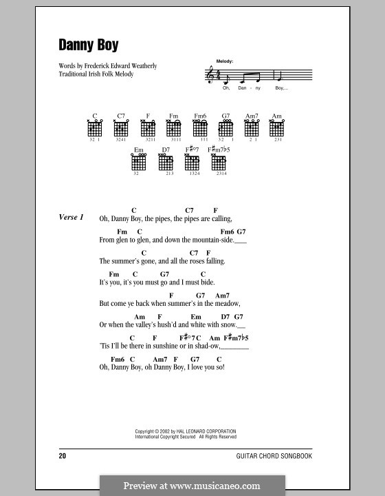 Danny Boy (Printable Scores) by folklore sheet music on MusicaNeo