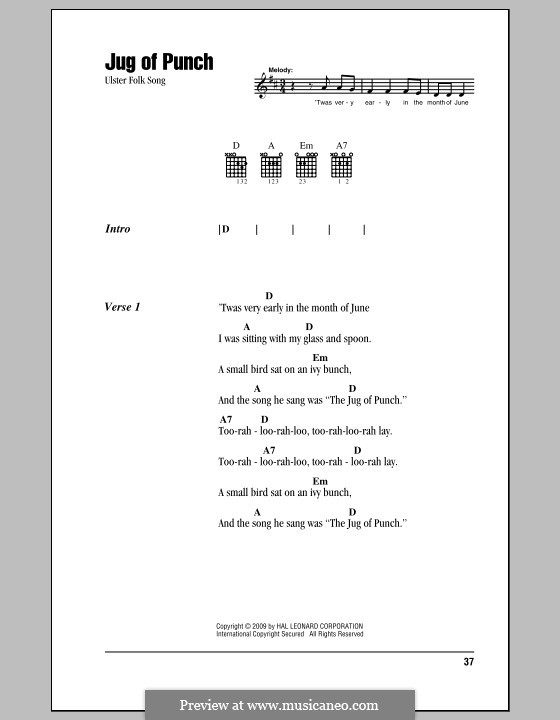 Jug Of Punch By Folklore Sheet Music On Musicaneo