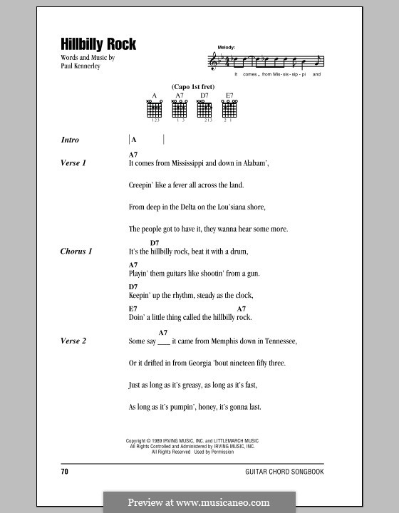 Hillbilly Rock (Marty Stuart) by P. Kennerley - sheet music on MusicaNeo