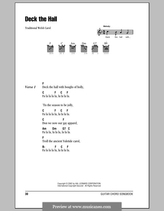 Deck the Hall (Printable) by folklore sheet music on MusicaNeo