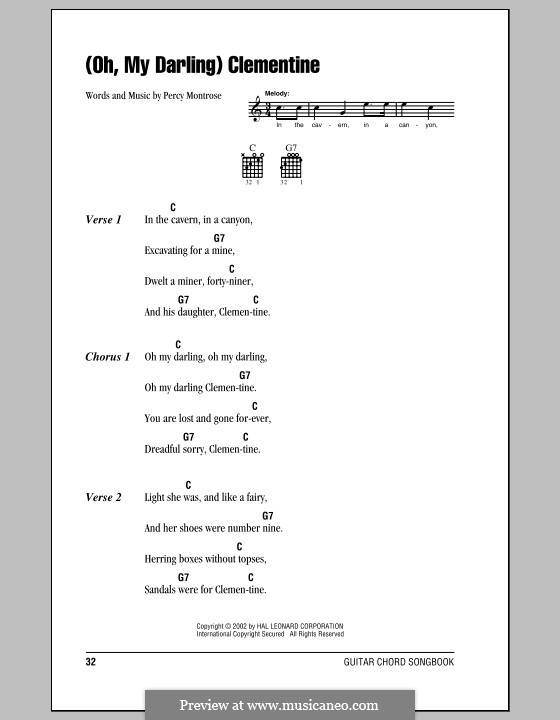 Oh My Darling Clementine By P Montrose Sheet Music On Musicaneo