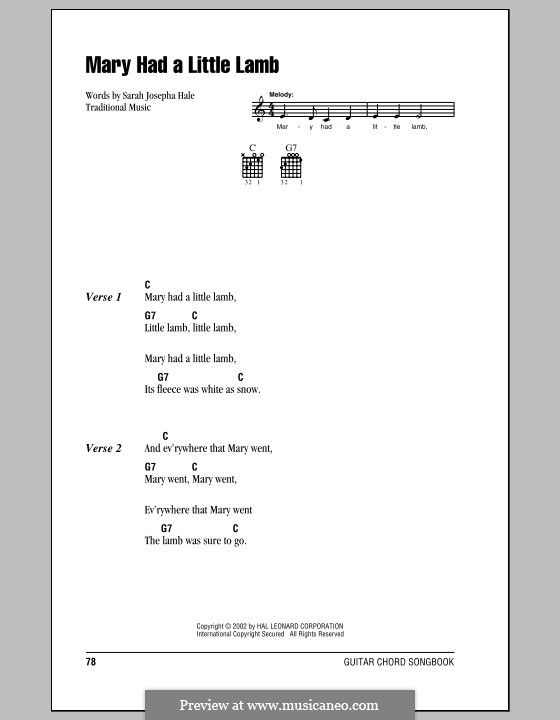 Mary Had a Little Lamb by folklore - sheet music on MusicaNeo