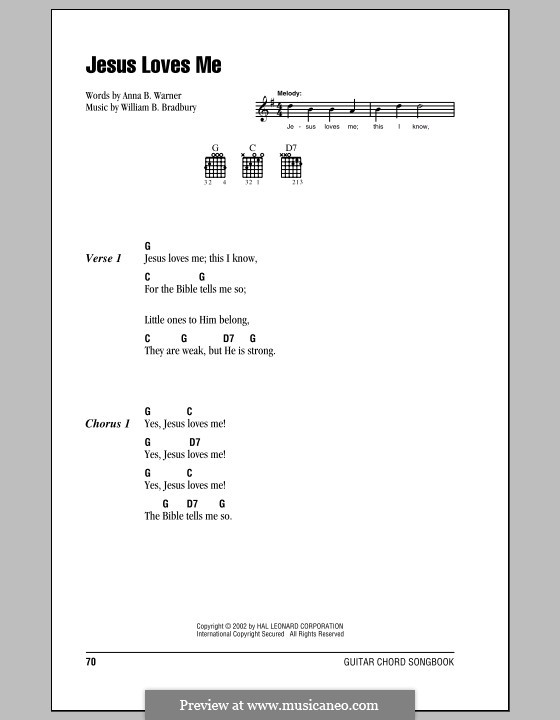 Jesus Loves Me by W.B. Bradbury - sheet music on MusicaNeo