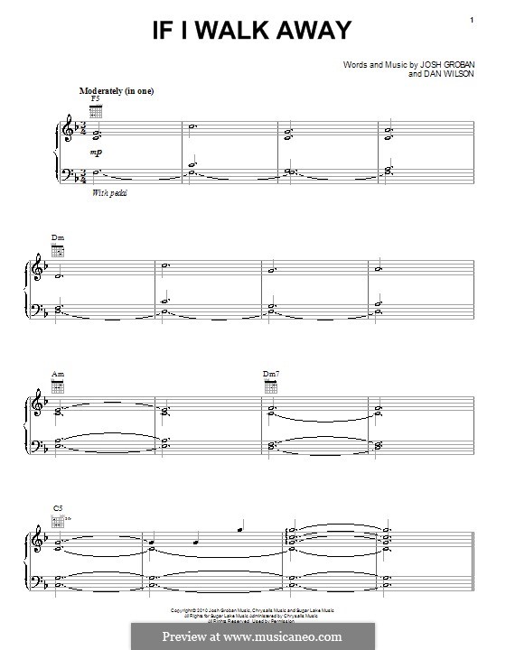 If I Walk Away by D. Wilson, J. Groban - sheet music on MusicaNeo