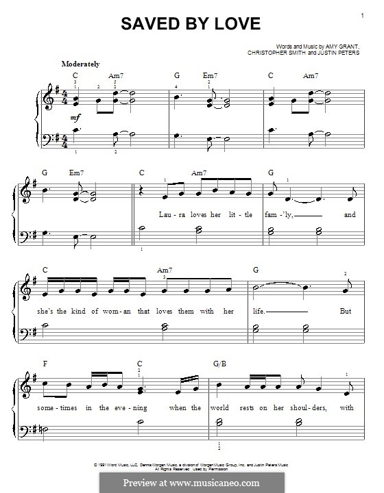 Saved By Love (Amy Grant) by C. Smith, J. Peters - sheet music on MusicaNeo