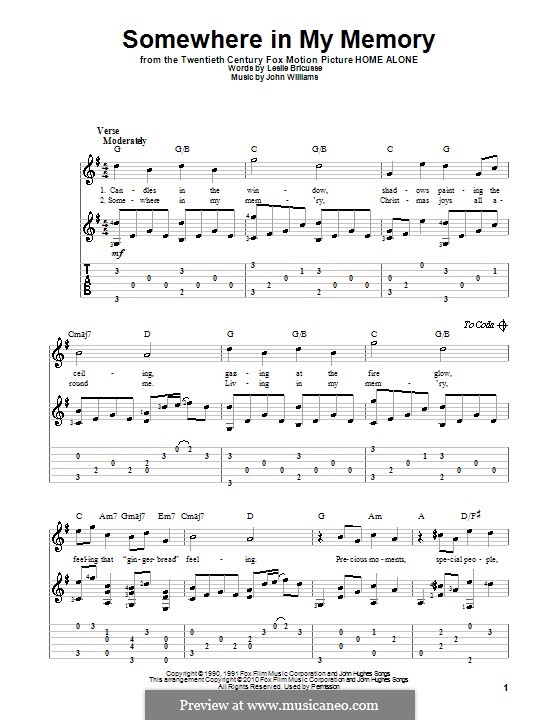 Somewhere in My Memory by J. Williams - sheet music on MusicaNeo