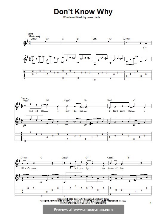 Don't Know Why (Norah Jones) by J. Harris - sheet music on MusicaNeo