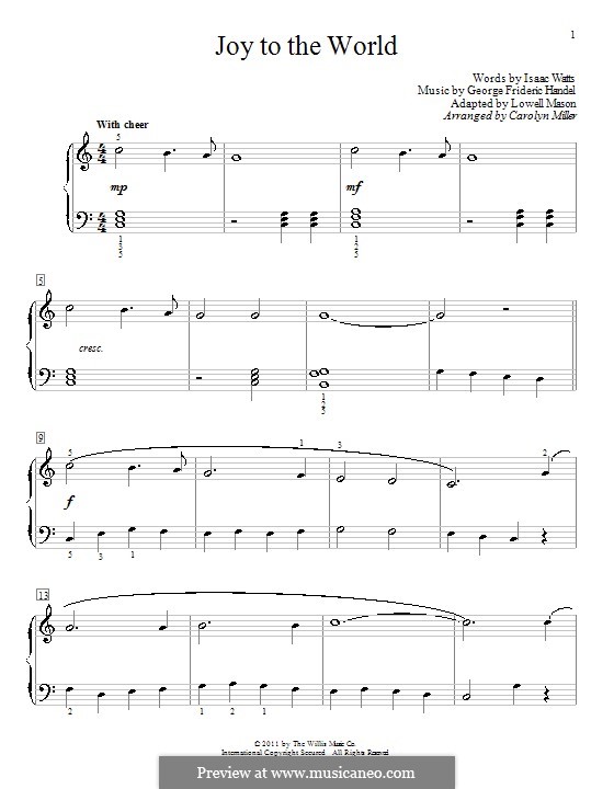 Joy To The World, For Piano By G.f. Händel - Sheet Music On Musicaneo