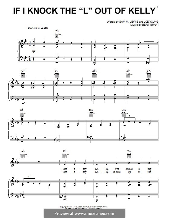 If I Knock the 'L' Out of Kelly by B. Grant - sheet music on MusicaNeo