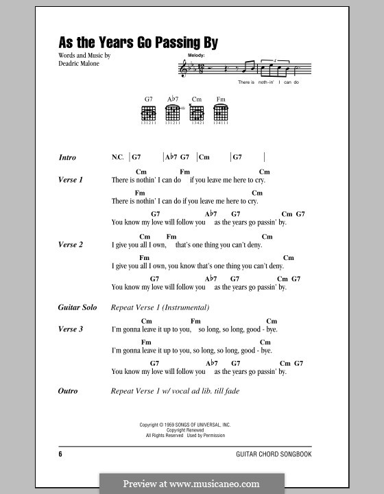 As the Years Go Passing By by D. Malone - sheet music on MusicaNeo