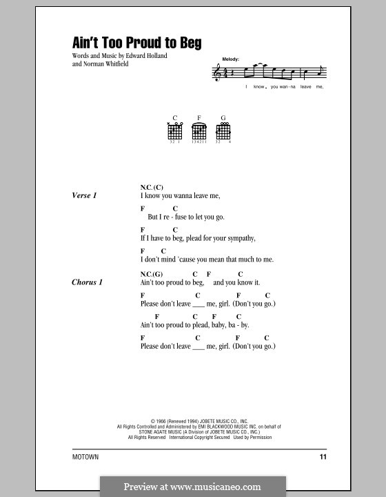 Ain't Too Proud To Beg (The Temptations) By E. Holland Jr., N.J ...