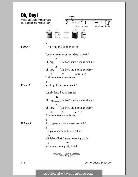 Oh Boy Buddy Holly By B Tilghman N Petty S West On Musicaneo