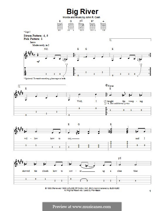 Big River by J. Cash - sheet music on MusicaNeo