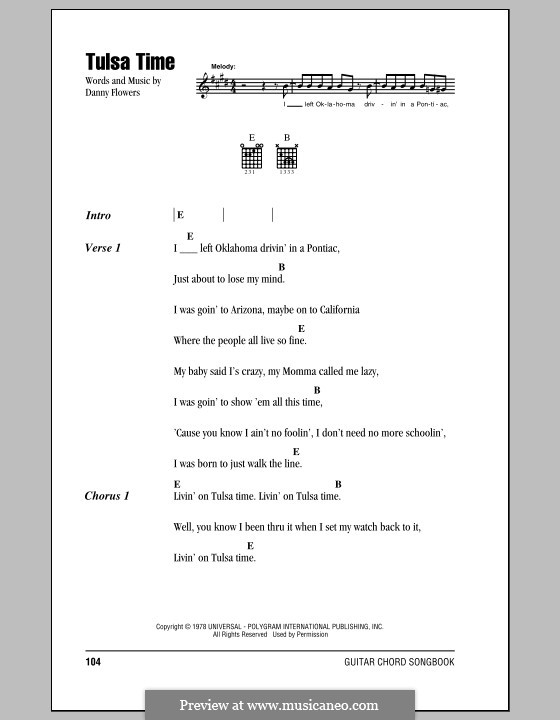 Tulsa Time by D. Flowers - sheet music on MusicaNeo