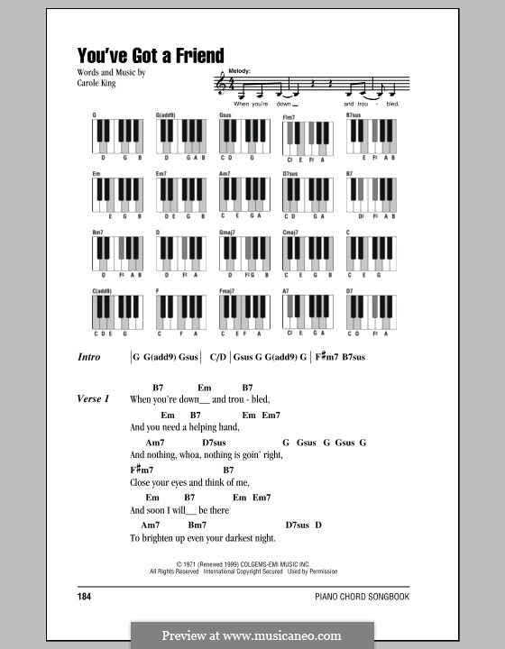 You Ve Got A Friend By C King Sheet Music On Musicaneo