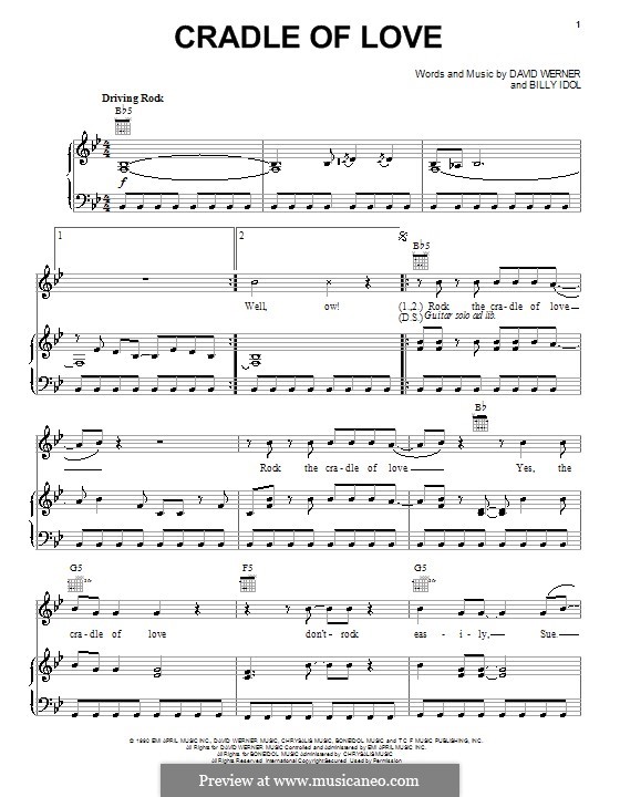 Cradle of Love (Billy Idol) by D. Werner - sheet music on MusicaNeo