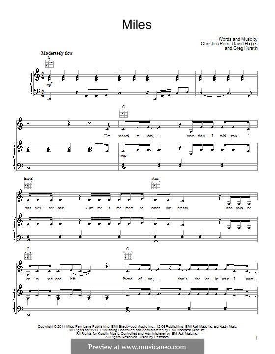 Miles (christina Perri) By D. Hodges, G. Kurstin - Sheet Music On Musicaneo