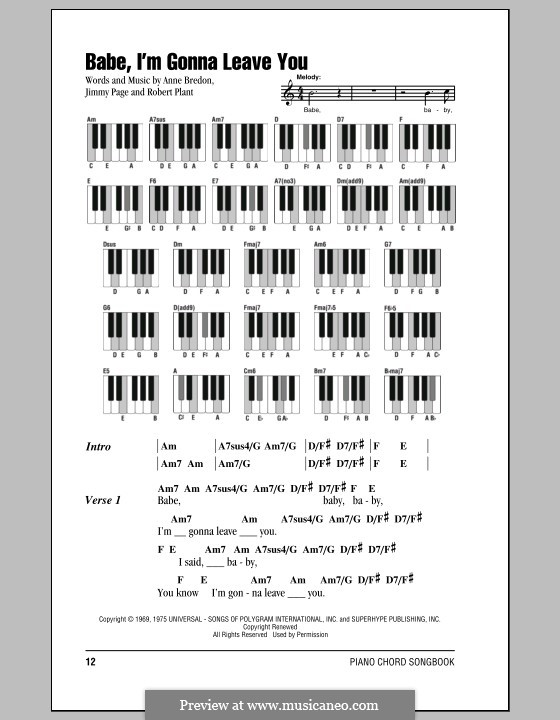 Babe, I'm Gonna Leave You (Led Zeppelin): Lyrics and piano chords by A...