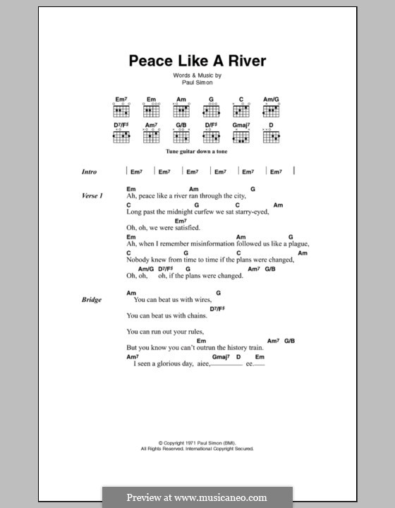 Peace Like a River by P. Simon - sheet music on MusicaNeo