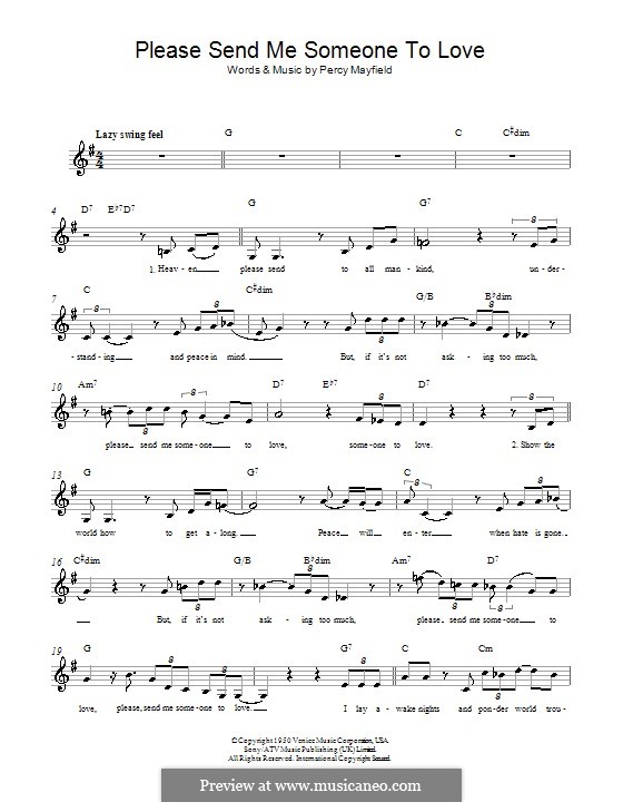 Please Send Me Someone to Love by P. Mayfield - sheet music on MusicaNeo