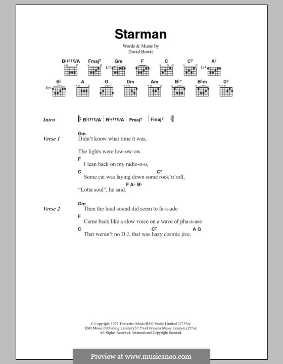 Starman By D. Bowie - Sheet Music On MusicaNeo